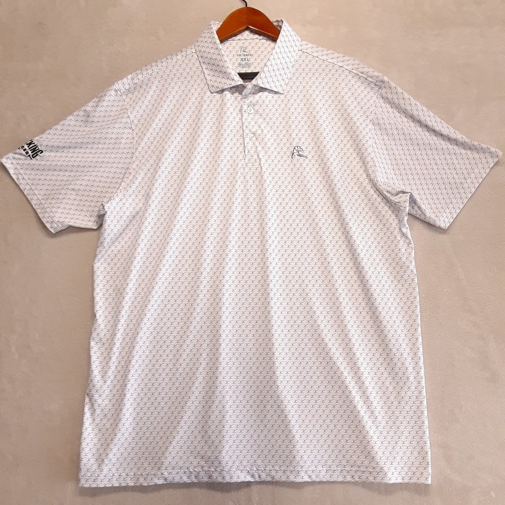 Rhoback Mens Performance Polo 2XL Red/Blue Geometric Print Blocking Cancer